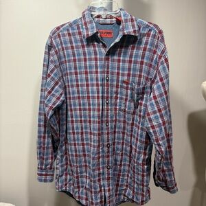 Wolverine Flannel Shirt Men's M Blue Red Plaid LINED Button Down Long Sleeve